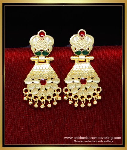 ERG2235 - Beautiful Ruby Stone 2 Gram Gold Earrings Designs