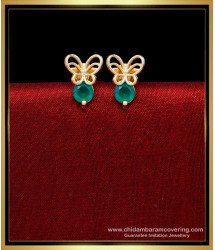 ERG2242 - Elegant Butterfly Design Emerald Stone Stud Earrings