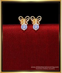 ERG2243 - Beautiful Butterfly Singles White Stone Stud Earrings