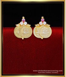 ERG2246 - Traditional Lakshmi Kasu Earrings Gold Design for Women