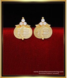 ERG2248 - Trendy White Stone Lakshmi Coin Earrings Gold Design