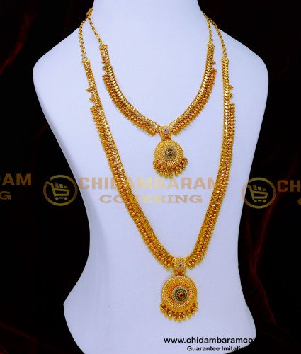 HRM1005 - 1 Gram Gold Stone Necklace Haram Designs Gold New Model