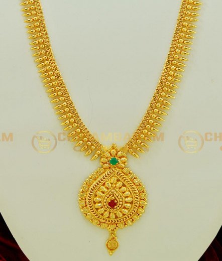 Buy One Gram Gold Bridal Wear Side Pendant Gold Chandraharam Design for ...