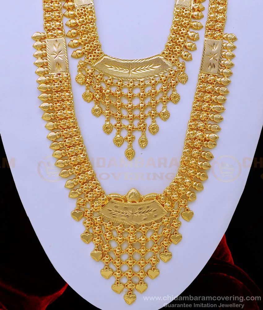 Buy Kerala Wedding Gold Jewellery Design One Gram Gold Plated Haram ...