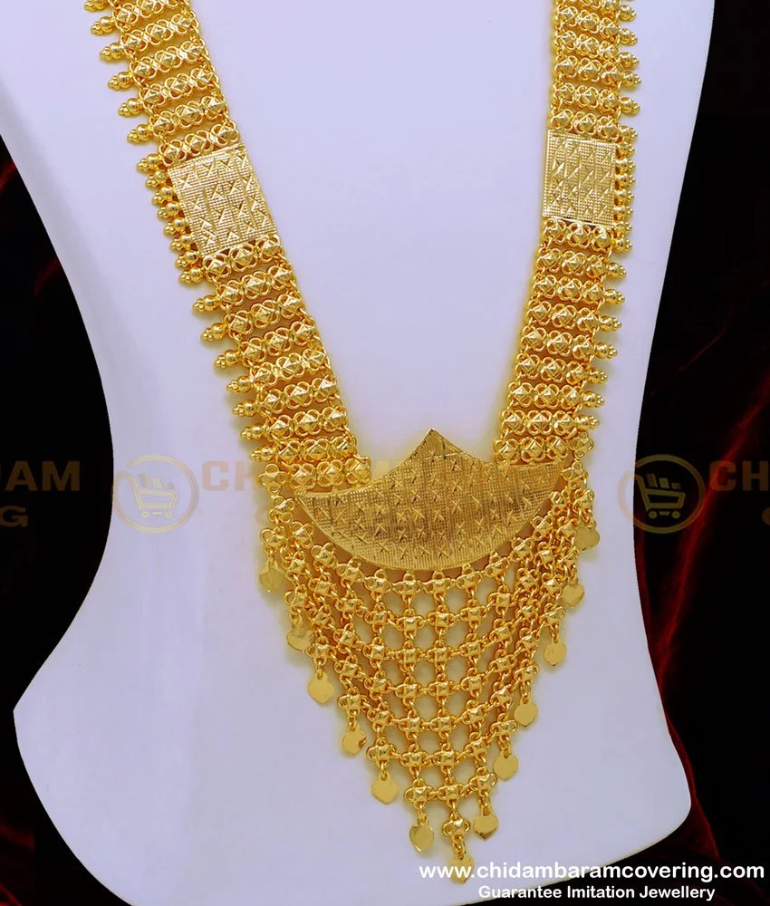 Buy Latest Bridal Wear Gold Pattern Pure Gold Plated Kerala Haram ...