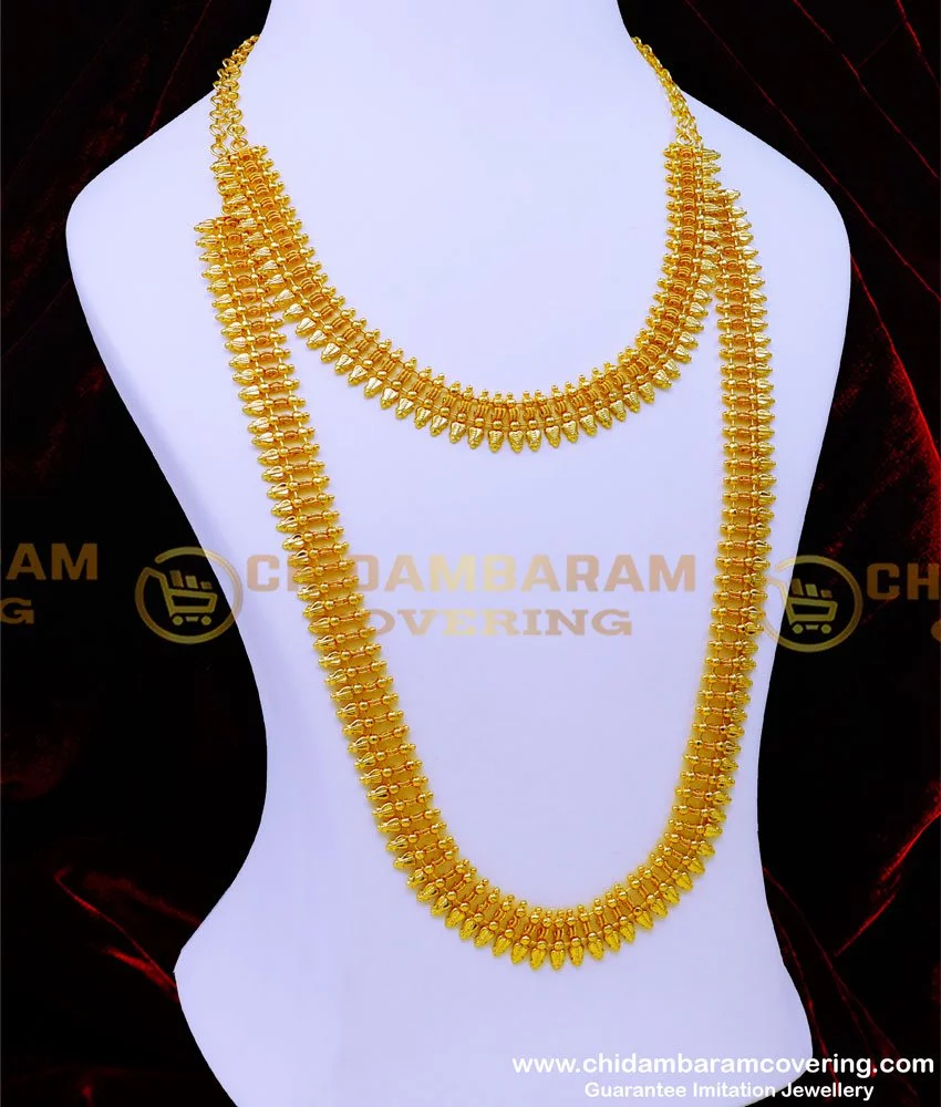 hrm872 gold design u shape haram simple kerala wedding jewellery sets 1