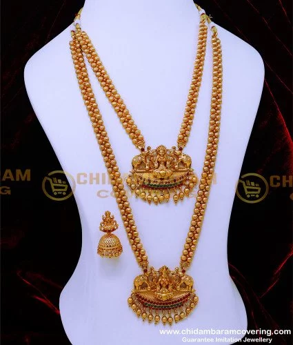 Gold antique long on sale haram designs