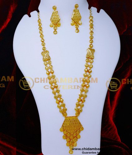 HRM1058 - Trendy Rani Haar Dubai Gold Haar Designs with Earrings