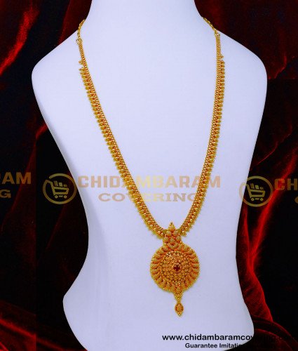 HRM1069 - Simple Haram Yellow Gold South Indian Jewellery Design