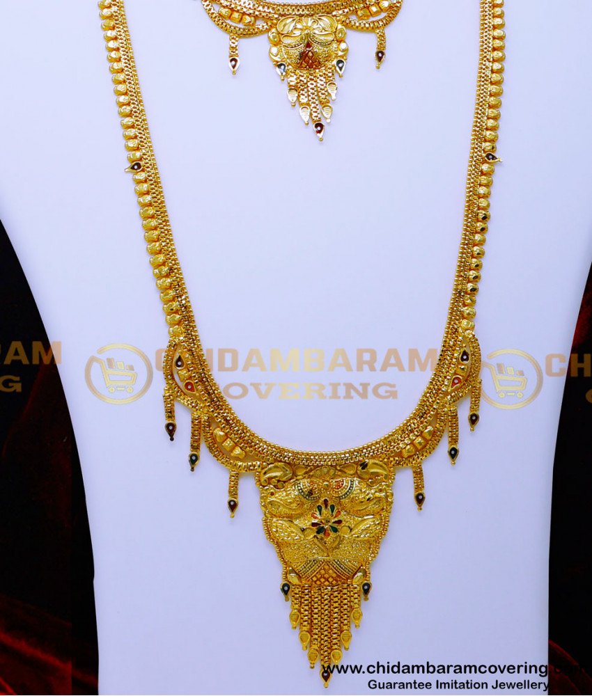 2 gram gold jewellery with price, 2 gram gold jewellery, Two gram gold jewellery, forming jewellery, forming jewellery online, forming haram, forming haram designs, Yellow Gold haram designs, rani haar design, latest rani haar design