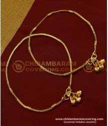 ANK050 - 11 Inch Light Weight Daily Wear Simple Thin Chain 1 Gram Gold Plated Anklet