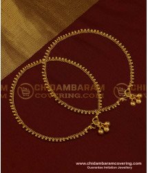 ANK074 - 10.5 Inch Buy One Gram Gold Covering Simple Thin Gold Beads Anklets Designs for Girls 