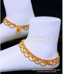 ANK129 - 10.5 Inch Traditional Hanging Chain Gold Anklet Designs Online