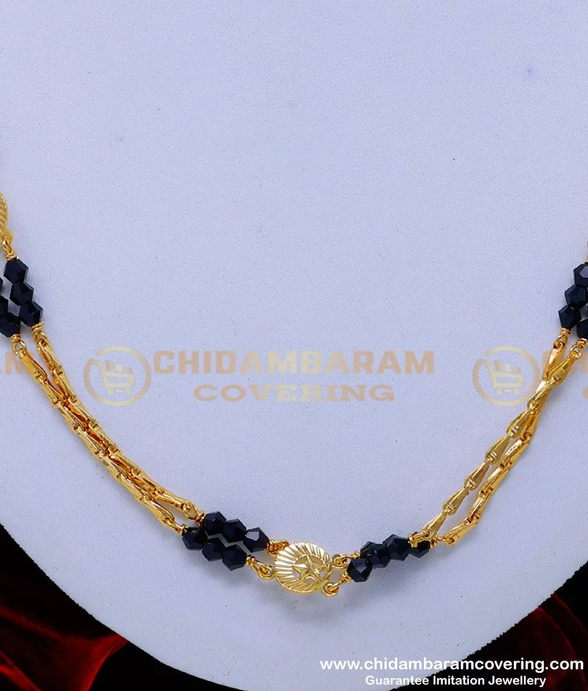 Buy Crystal Double Line Muslim Karugamani Chain Gold Designs