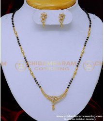 BBM1103 - Gold Plated Stone Earrings with Small Mangalsutra Designs