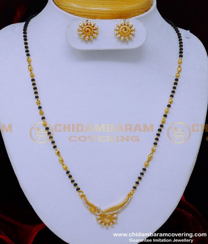 BBM1105 - Attractive Stone Pendant Black Beads Mangalsutra Designs