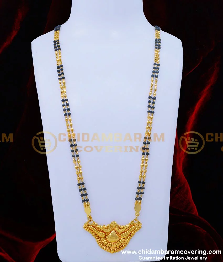 Long mangalsutra clearance black beads