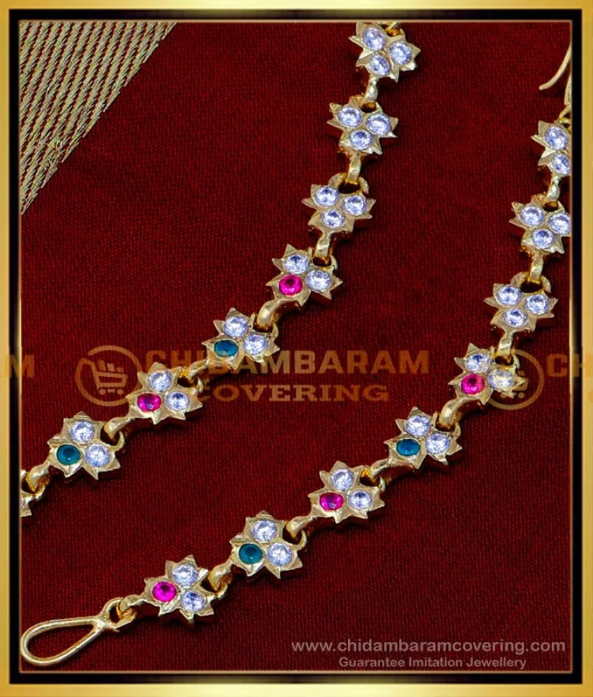 235-GEM068 - 22K Gold Ear Chain (Matilu) with Ruby & Emerald - 1 Pair | Ear  chain, Gold jewelry indian, Gold jewelry earrings