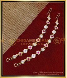 MAT217 - Impon Light Weight Gold Ear Chain Side Maati Designs
