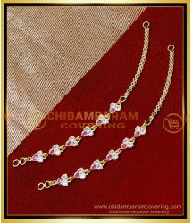 MAT268 - Impon White and Ruby Stone Kathu Mattal Design Gold