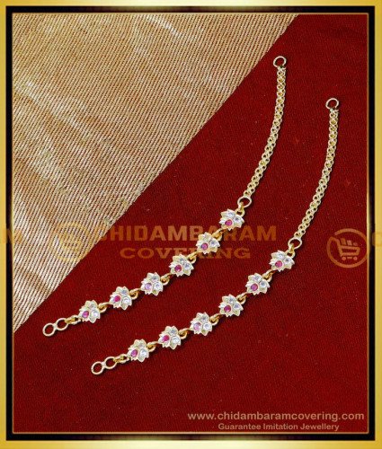 MAT269 - Gold Plated Impon Stone Ear Chain for Heavy Earrings