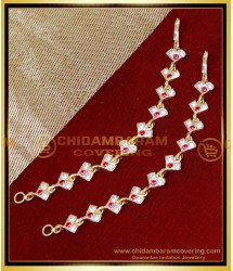 MAT273 - Trendy White and Ruby Stone Impon Side Mattal Designs