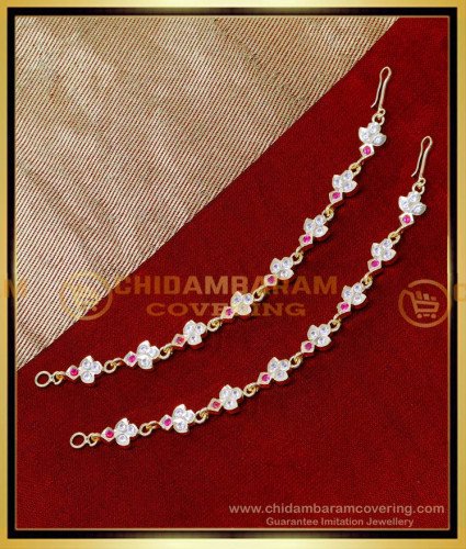 MAT281 - Impon White and Ruby Stone Matilu Design Gold Model