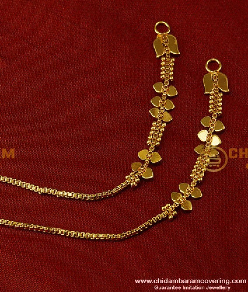 Women's Elegant Traditional Wear Golden Ear Chain For Women & Girls