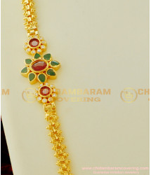 MCHN145 - Latest 1 Gram Gold Thali Chain with CZ Stone Side Pendant Design Indian Jewellery Online 