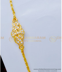 MCHN362 - Panchaloha White Stone Mugappu Chain Designs Five Metal 1 Gram Gold Jewellery 