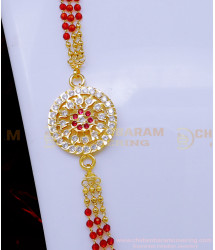 MCHN559 - Latest Mugappu with Crystal and Gold Beads Chain for Women