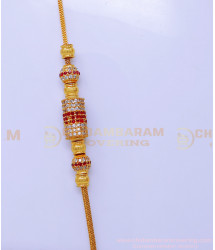 MCHN584 - Real Gold Design Stone Gold Plated Mugappu Chain Online