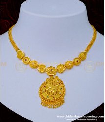 NLC1019 - Real Gold Design Forming Gold Stone Necklace Indian Bridal Imitation Jewellery