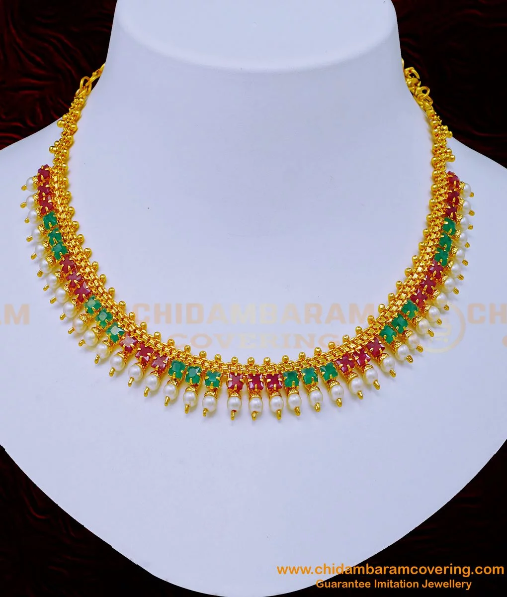 Ruby and pearl hot sale gold necklace