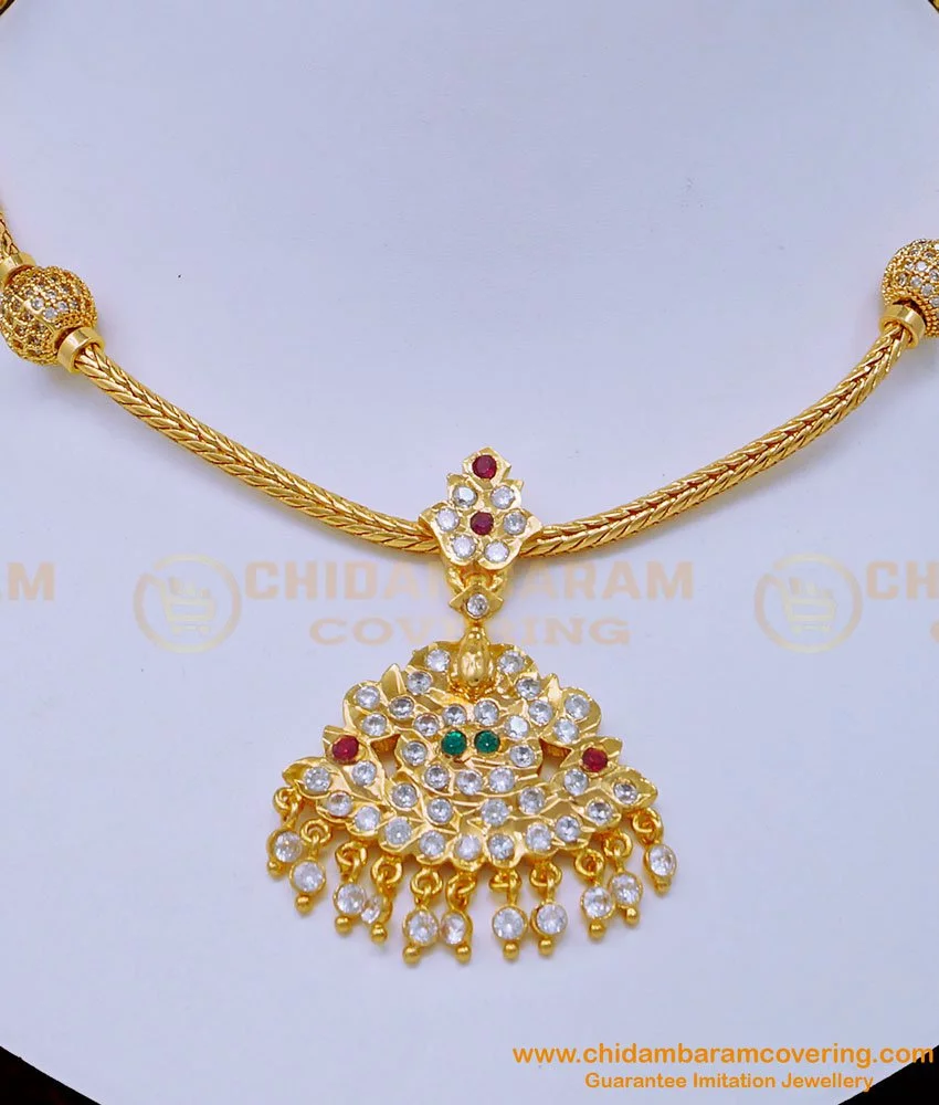 Buy Traditional Lakshmi Design Multi Stone Side Balls Impon Attigai for ...