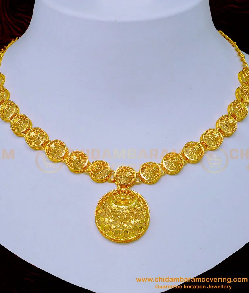 Buy One Gram Gold Light Weight Dubai Gold Necklace Design with ...