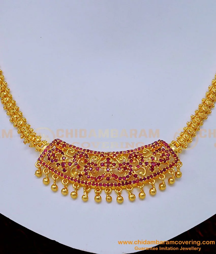 Buy Ruby Necklace, Indian Necklace, South Indian Necklace, Gold Platted  Necklace, Handmade Wedding Necklace, Gemstone Necklace Online in India -  Etsy