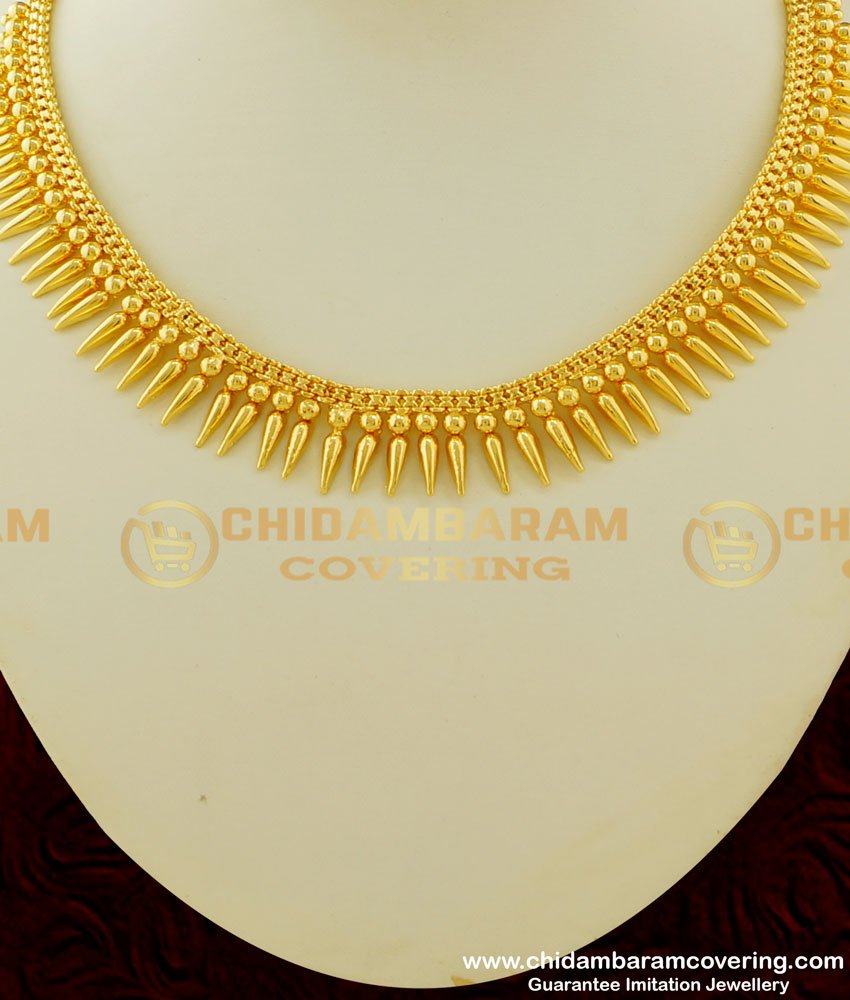 NLC266 - Traditional Mullamottu Mala Plain Necklace Micro Gold Plated Jewellery Online 