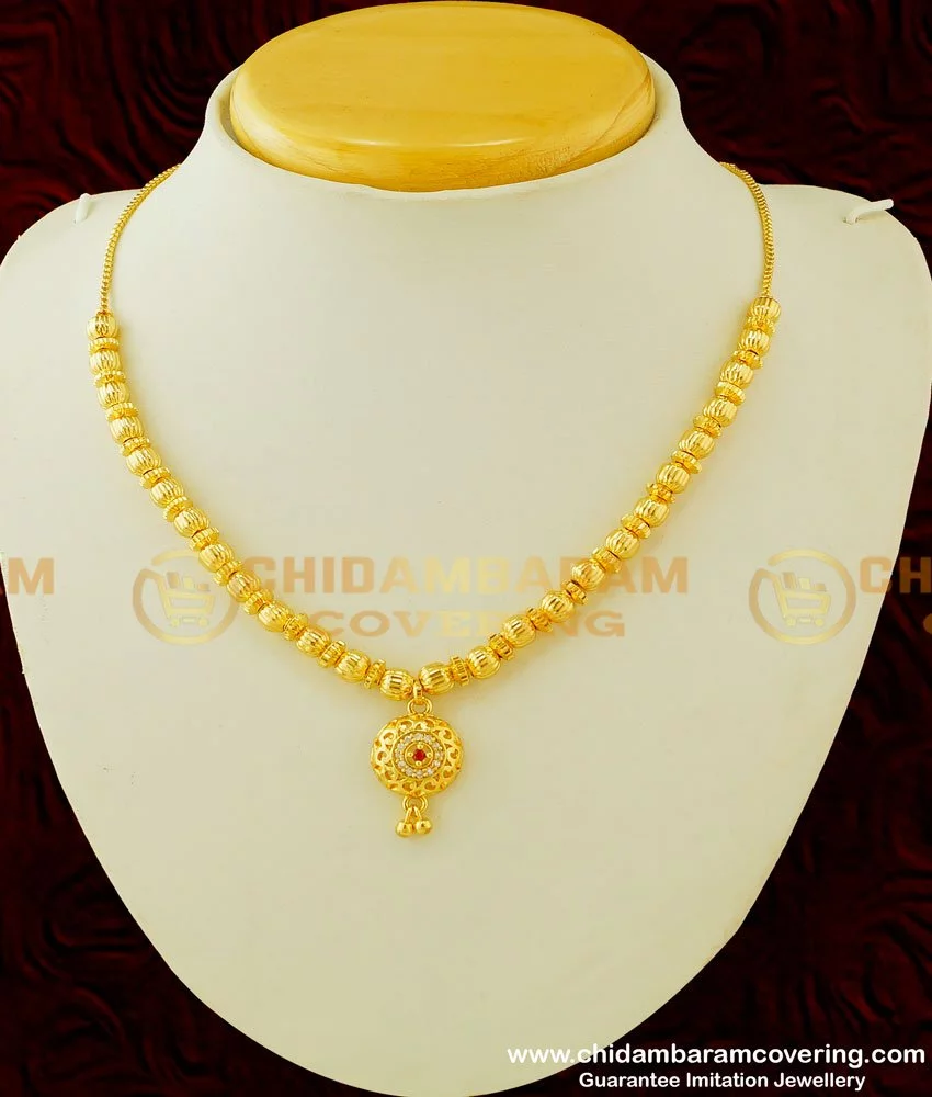 Buy New Model Stunning Gold Simple Gold Beads Necklace with Stone ...