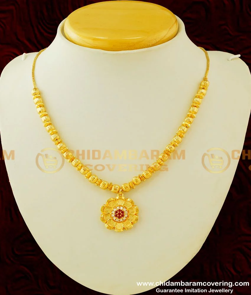 Buy Kerala Jewellery One Gram Gold Stylish Floral Short Gold Necklace ...