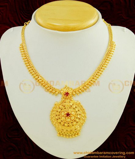 Buy Latest Collections Kerala Style Ruby Stone Mullamottu Mala Haram ...