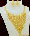 NLC427 - Modern Dubai Gold Necklace Design Gold Plated Flexible Broad Necklace with Earring Imitation Jewellery