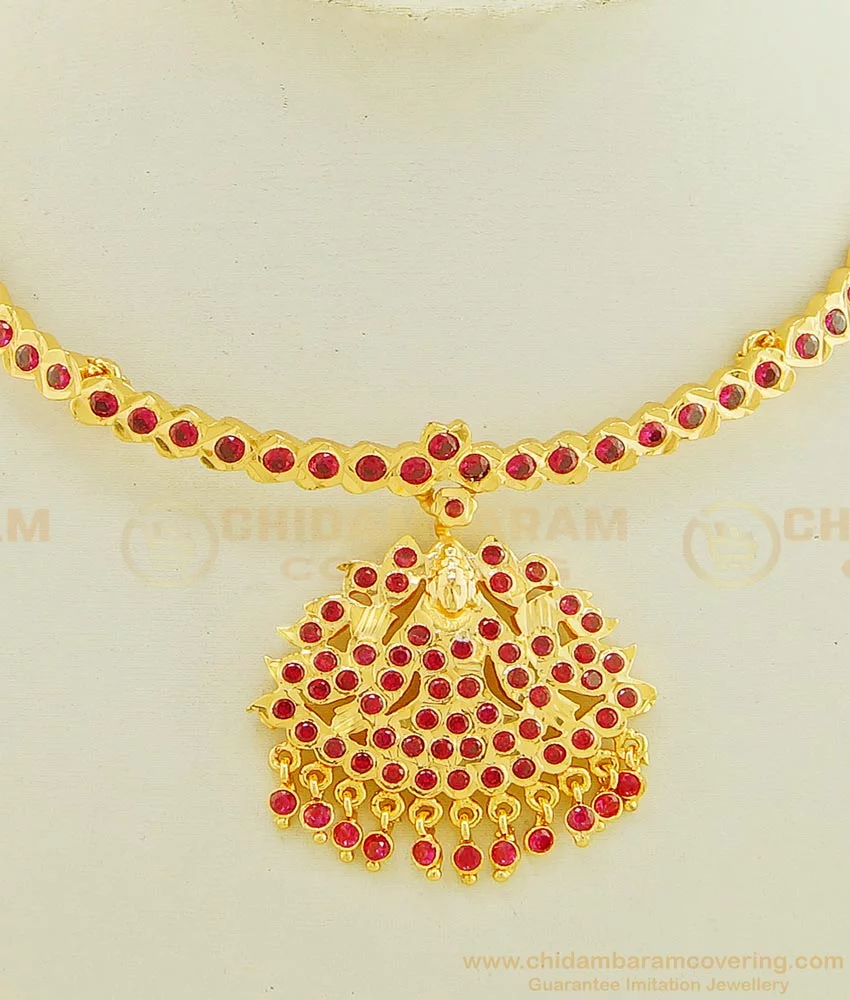 Buy Beautiful Look Gold Design Full Ruby Stone Lakshmi Dollar Single ...