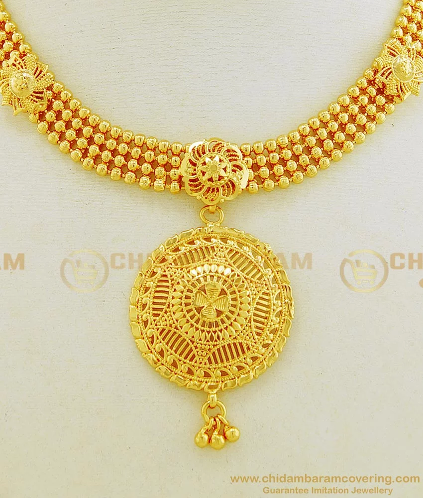 Buy Marriage Bridal Gold Necklace Design Gold Beads Gold Plated ...