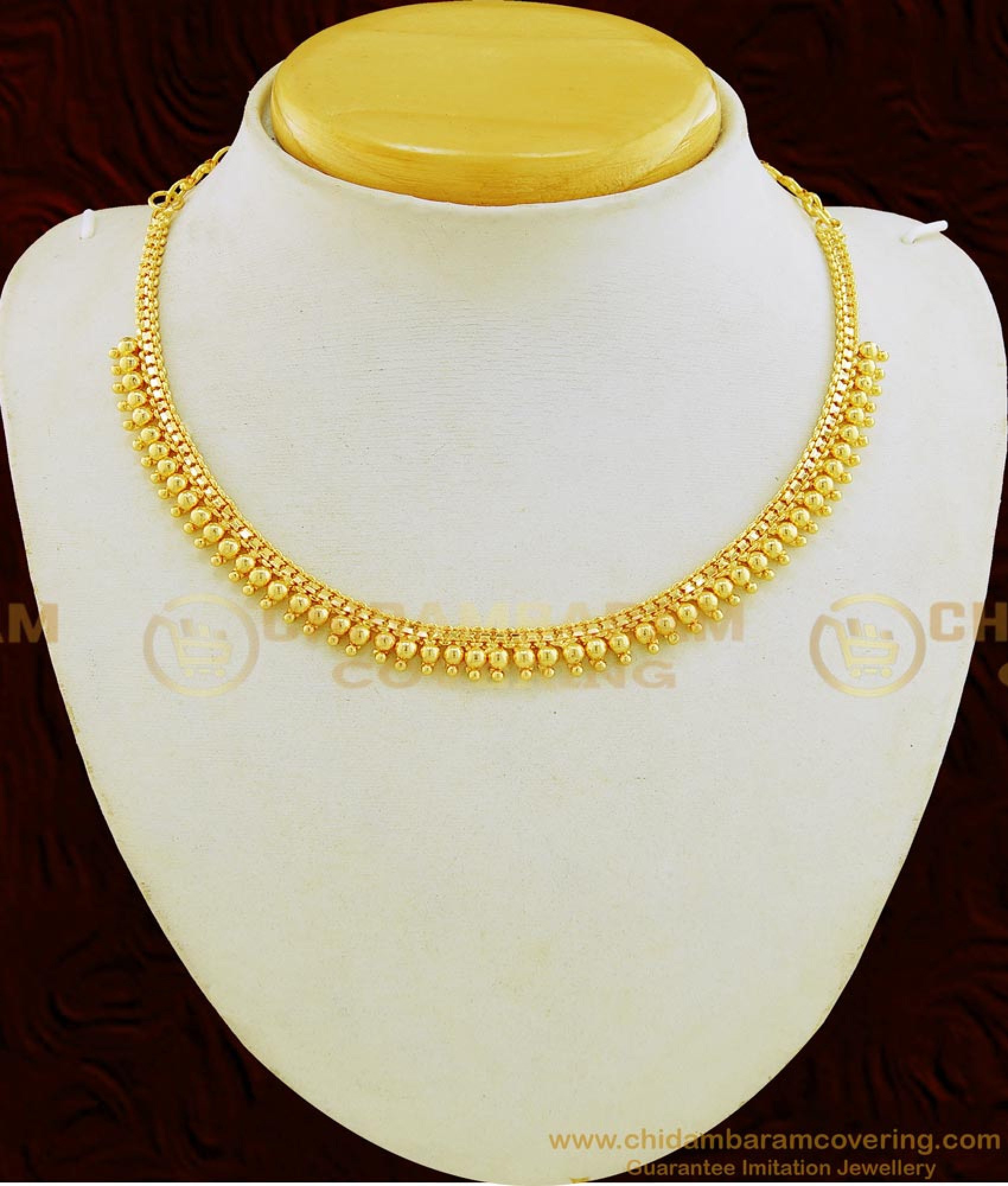 Buy Simple Party Wear One Gram Gold Gold Beads Guarantee Necklace Online