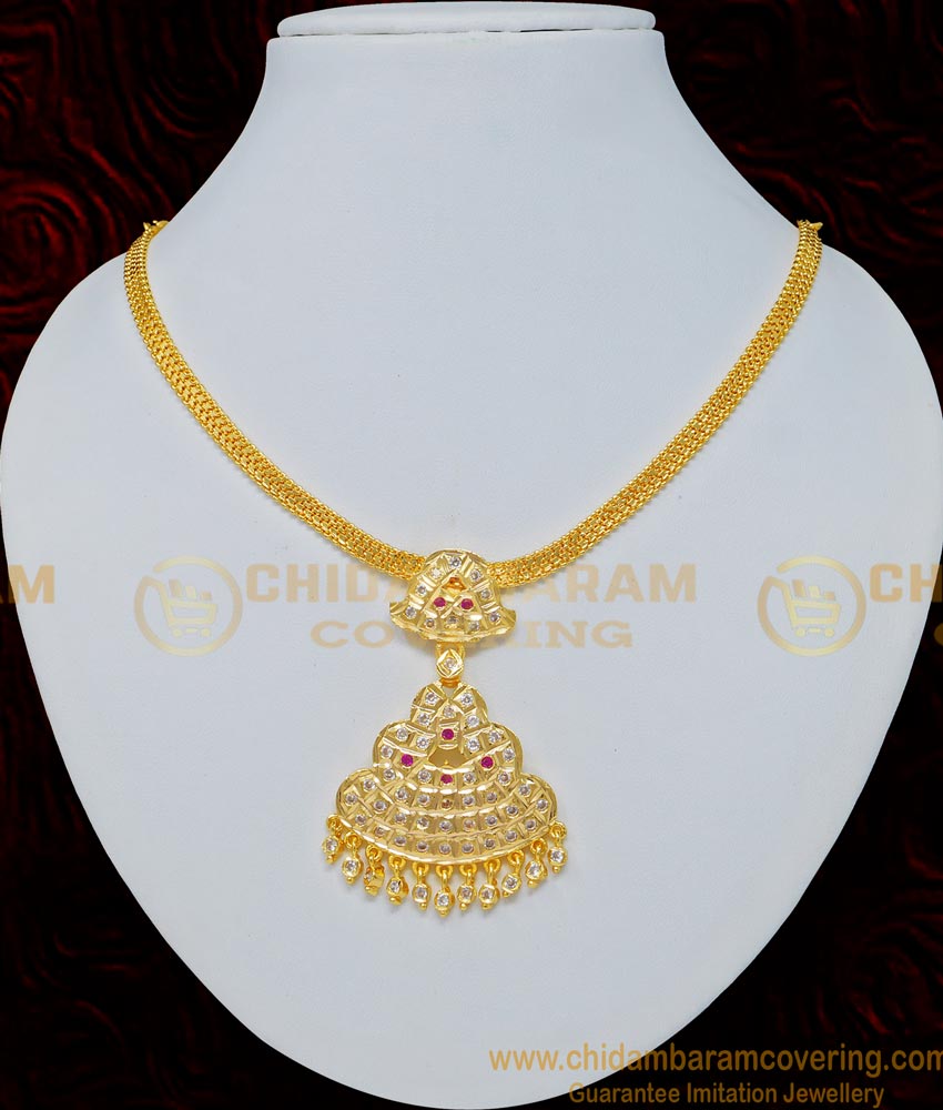 Buy New Collection Impon Multi Stone Lakshmi Pendant with Pearl Chain ...