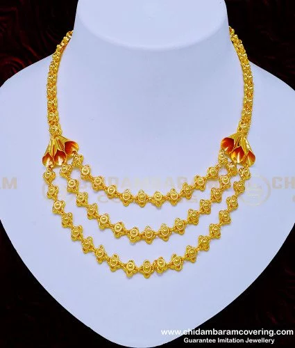 Buy One Gram Gold Sun Flower Model Simple Gold Covering Necklace Design ...