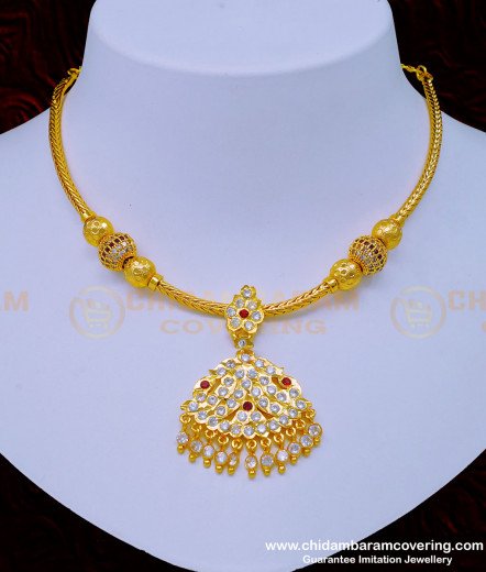 Buy American Diamond Lakshmi Haram Design Gold Paled Jewellery
