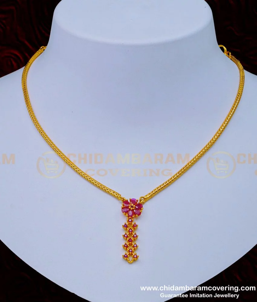 Buy Latest Gold Plated Bridal Wear Mango Model Chain Attigai Style Ruby  Necklace Design