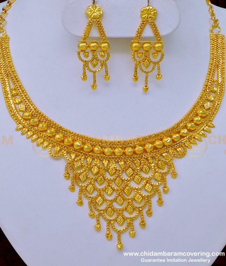 Buy Attractive Gold Plated Gold Beads 3 Layered Necklace Gold Design ...